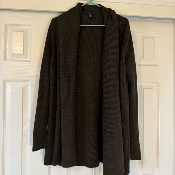 Lands’ End Open Flow Wool Blend Ribbed Cardigan - Picture 1 of 8